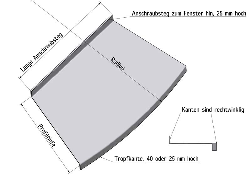 alu-systemtec eilenburg gmbh: kreisrunde Fensterbank