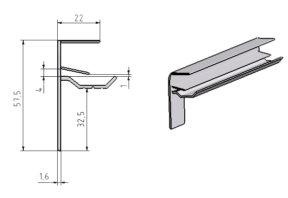 S18 - Putzseitenteil mit 22 mm Putzkantenbreite